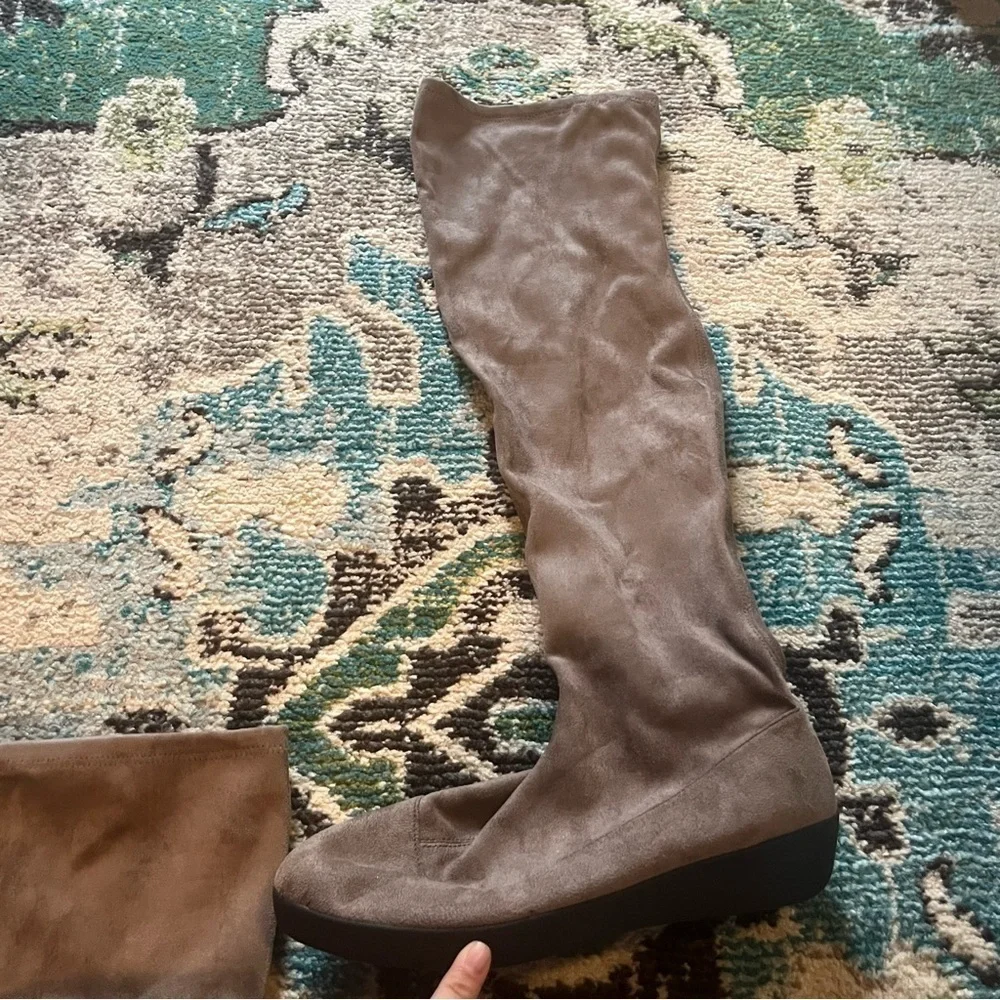 FitFlop Over the Knee Suede Boots Brown Taupe US 10 Comfort Sole